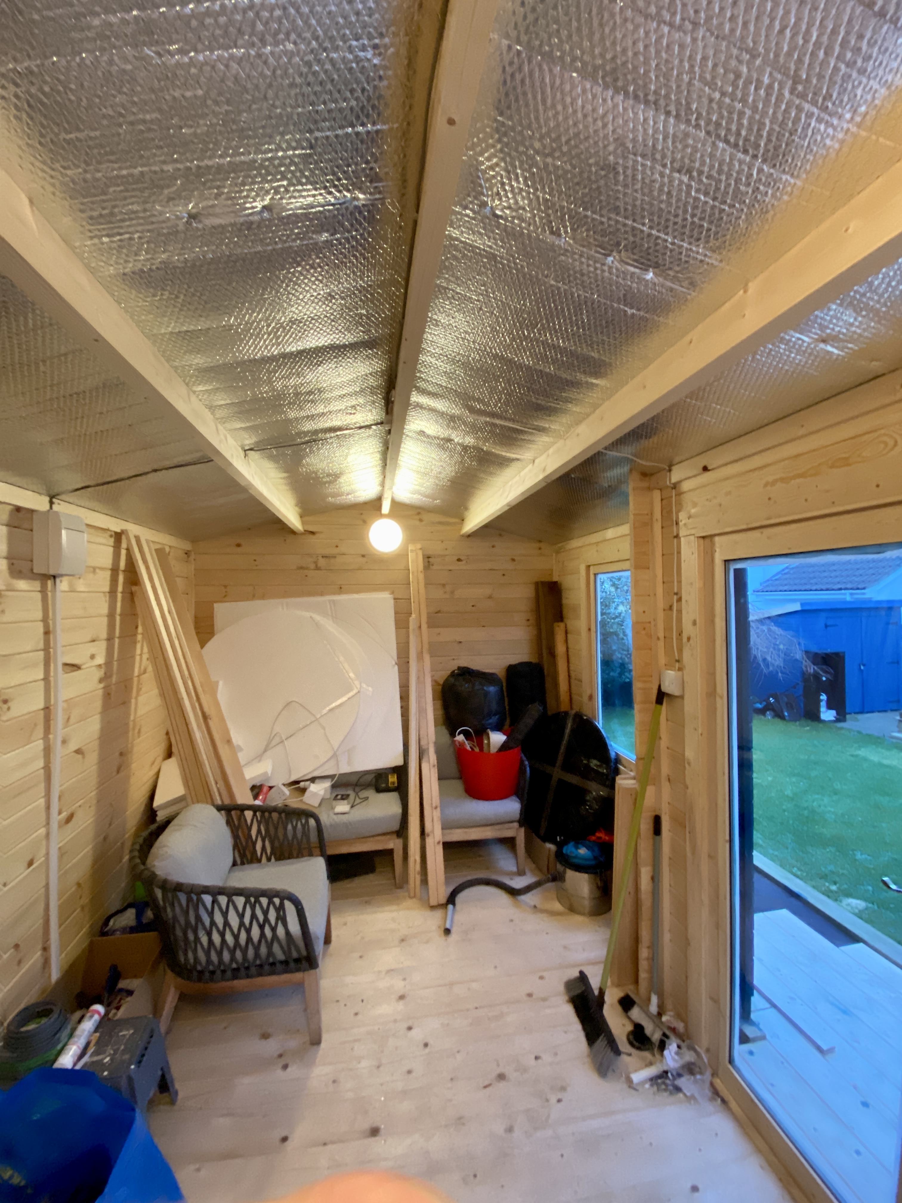 log cabin interior in progress